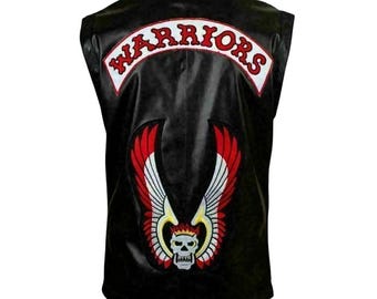 Chaleco de cuero auténtico de la película Warriors para hombre / Chaleco de disfraz para cosplay