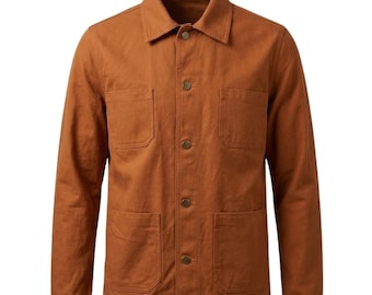 Chaqueta de trabajo de lona de algodón marrón pato estilo años 60 - Chaqueta vintage de trabajo para hombre