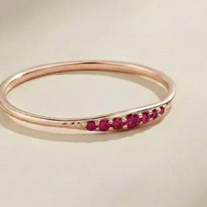 Dainty 14K Gold Stacking Ring, Ruby Peridot Onyx Birthstone