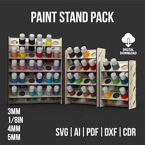Paint Storage Rack Svg And Dxf Files For Laser Cutting, Versatile Organizer For Acrylic Paints, Paint Holder Rack Laser Cut Svg Files