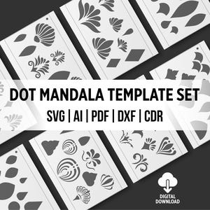 Dot Mandala Template Bundle Laser Cut Digital Download File, Svg And Dxf Files For Dot Mandala Artists, 19 Different Drawing Set