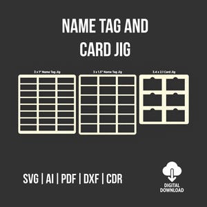 Laser-Gravur-Namensschild und Metall Card Jig | UV-Druck kompatibel | Perfekte Ausrichtung | Digitale VorlageSvg Dxf Dateien für Präzisionsschnitte