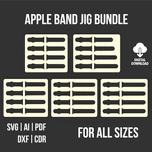 Gabarit pour bracelets Apple Watch | Fichiers Svg et Dxf découpés au laser | Compatible avec Glowforge, Xtool, Omtech et plus | Gabarit de bracelet IWatch 38/40/42/44