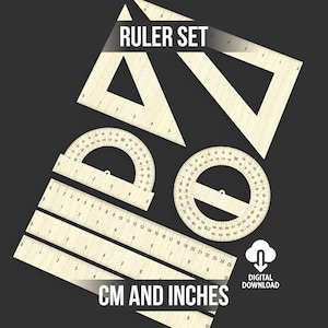 Accurate Ruler Set Svg And Dxf Files For Laser Cutting, Including Inches And Centimeters As Units Of Measurement