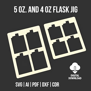 Kolf lasergravure mal sjabloon - precisie-uitlijning voor kolven van 4 oz en 5 oz - Svg-, dxf-bestanden, Xtool, Cricut, compatibel met Glowforce