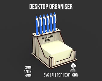 Portapapeles y portabolígrafos, organizador de escritorio (archivos SVG y DXF cortados con láser)