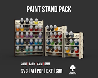 Paint Storage Rack Svg And Dxf Files For Laser Cutting, Versatile Organizer For Acrylic Paints, Paint Holder Rack Laser Cut Svg Files