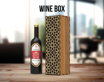 Elegant Wine Box Svg And Dxf Files For Laser Cut, Decorative Box Digital Download File