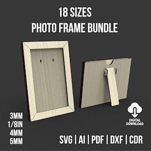 Slide in Picture Frame Bundle Svg And Dxf Laser Cut File, 18 Different Sizes, Digital Download