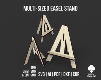 Easel Stands for Art Displays and Picture Frames Svg And Dxf Files for Laser Cut, Digital Download Files, 7 Different Sizes