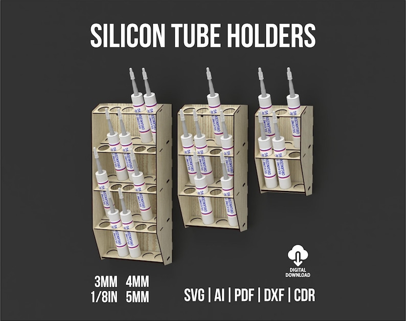 Silicon Tube Wall Rack Storage Svg and Dxf Files for Laser Cut, Digital ...