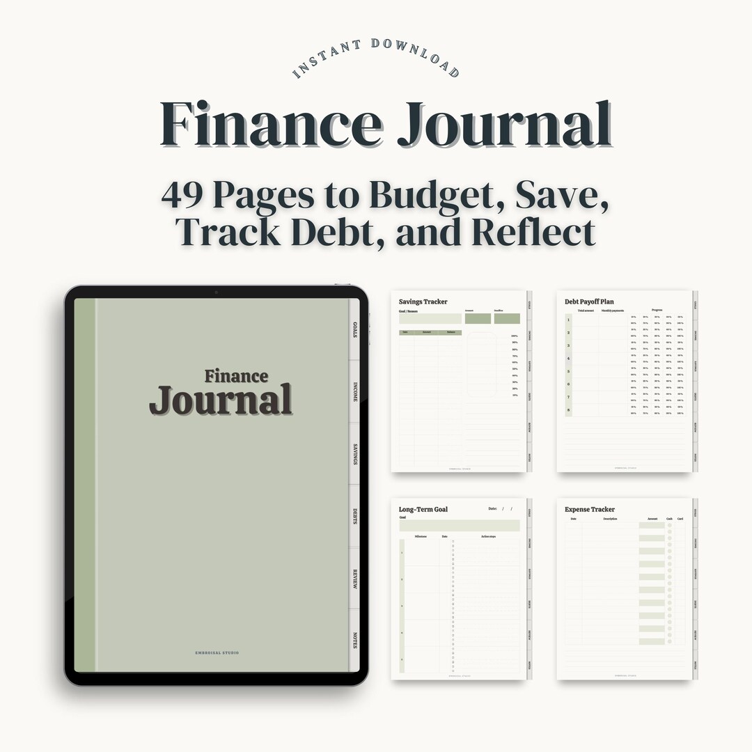 Finance Journal for Goodnotes Printable Digital Planner for Expense Tracking Budget Planning and ...