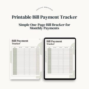 Monthly Bill Organizer and Bill Payment Tracker Printable Digital Planner for Due Dates and Budget Planning