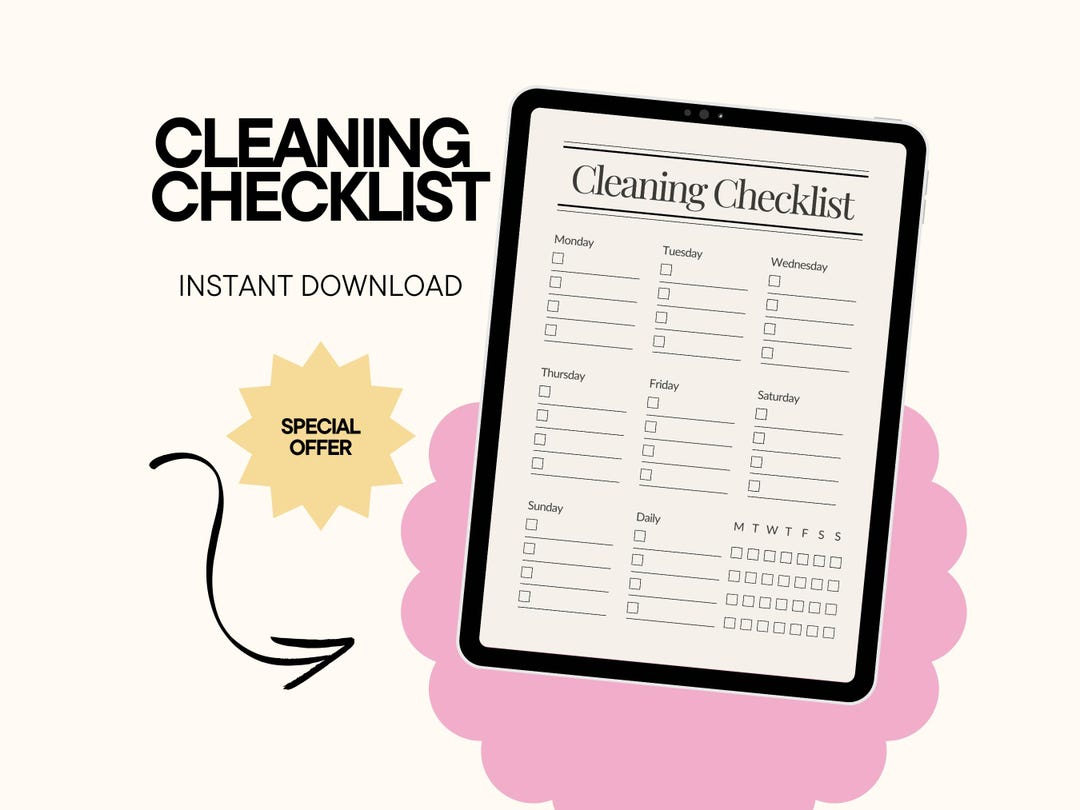 Weekly Cleaning Checklist Printable Planner Household Management System ...