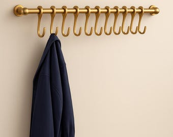 Handmade Brass Coat Rack Wall Mount: Vintage Inspired Entryway Organizer