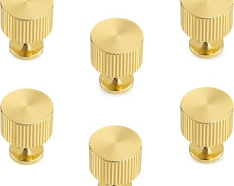 Solid Brass Cabinet Knobs: Modern Brushed Gold Drawer Pulls