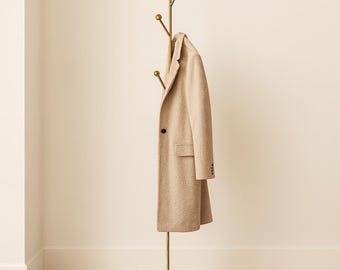 Handmade Brass Coat Rack with Marble Base: Vintage Inspired Tree Hallway Organizer