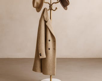 Cabideiro de latão feito à mão: base de mármore, organizador de entrada com inspiração vintage