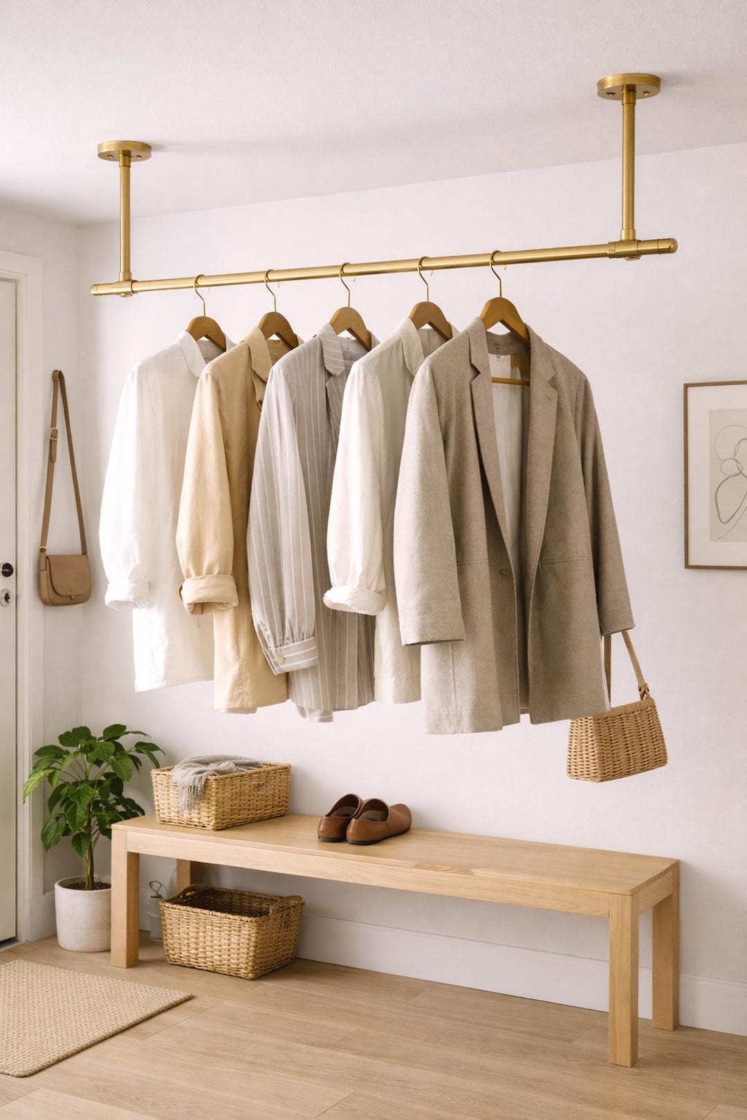 Brass Ceiling Mounted Clothes Rail | Modern Coat Rack - Etsy