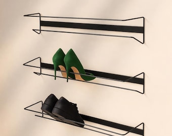 Set of 3 Handmade Metal Wall Mounted Shoe Racks: Entryway Shoe Organizer