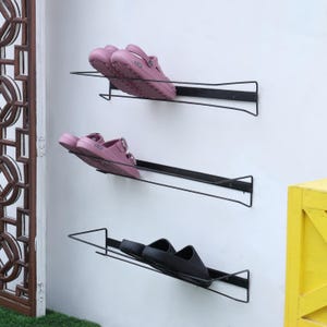 3er-Set Wandmontierte Metallschuhregale, platzsparender 3-Tier-Wandschuhhalter für Eingangsbereich, Schrank und Flur