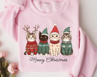 Meowy Christmas Shirt, Christmas Cat Shirt, Merry Christmas, Cat Lover Shirt, Christmas Gift, Christmas Gift For Cat Mom Gifts For Cat Lover