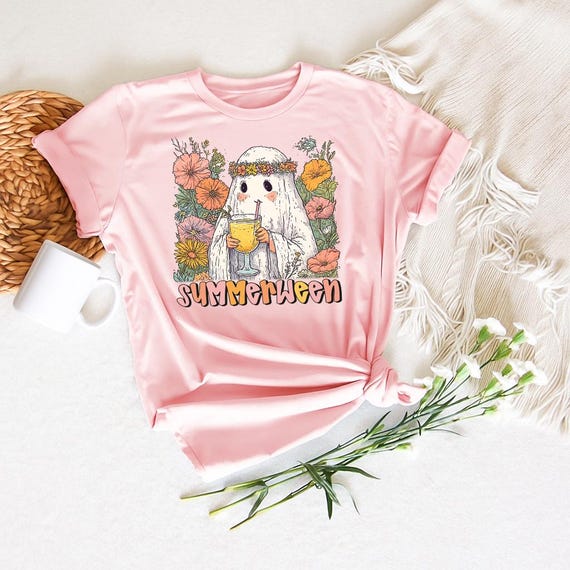 Summerween Shirt, Summer Ghost, Spooky Summer Tee, Summer, Girly Summer, Beach Vibes Tee, Halloween Ghost Shirt