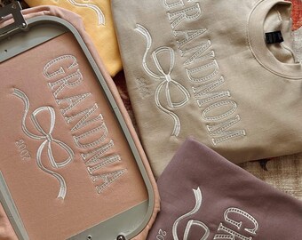 Personalized Embroidered Grandma Bow Sweatshirt || Custom Cozy Crewneck