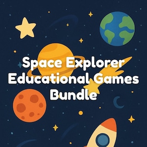 Pacote de jogos de aprendizagem espacial | Jogos de correspondência fonética para imprimir, jogos de tabuleiro, tabelas de recompensas e páginas para colorir para crianças