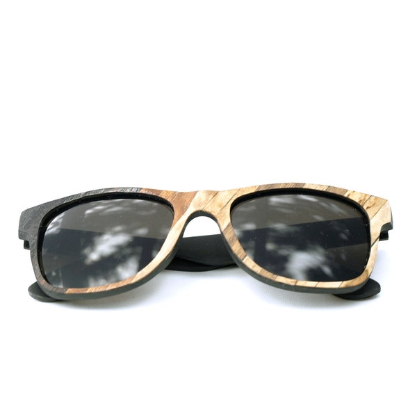 The Wooden Sunglasses Rainbow Patchwork Wood Veneered Wayfarer
