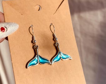 Blue Whale Tail Earrings