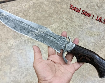Facas artesanais, faca Bowie, faca de caça personalizada em aço Damasco com bainha, presentes de Natal, presente para homens, presente para namorado.