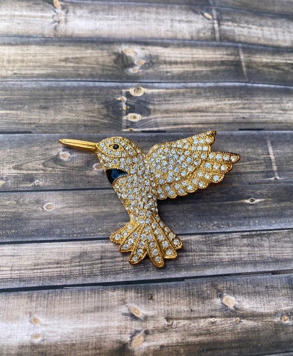 Amazing rare vintage rhinestone hummingbird Roma s