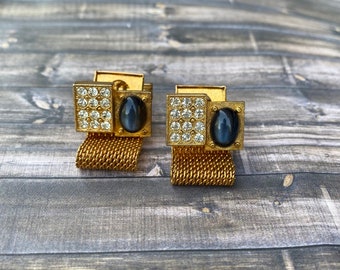 Stunning vintage moon glow black and gold cuff links wrap around