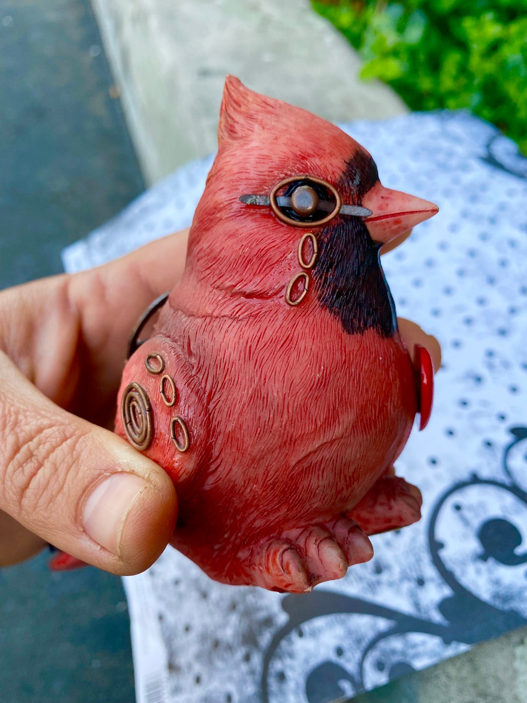 Handmade Steampunk Red Robin Figurine Bird Gears Cogs Etsy