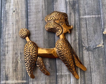 Stunning vintage copper poodle brooch