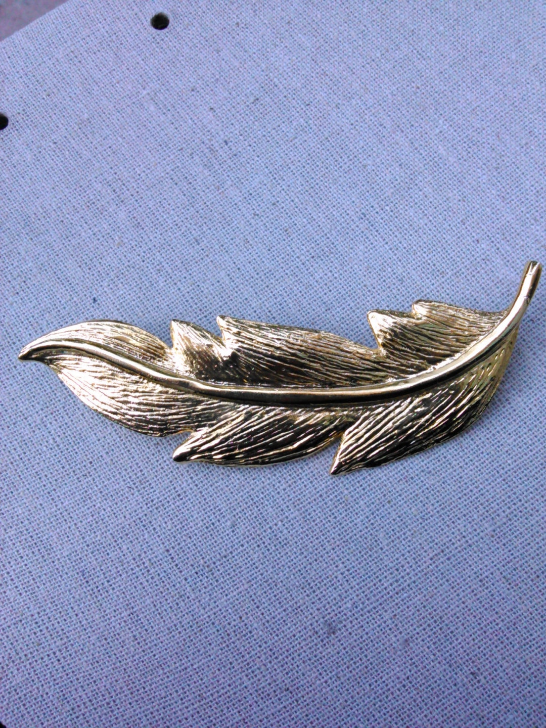 Vintage Large Gold Feather Brooch Etsy