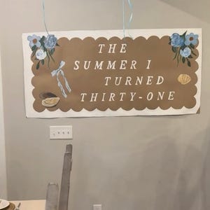 The Summer I Turned Thirty, Painted Banner, Add Any Age, Birthday Party Decor, Pretty Trending Theme, Hydrangeas, Coastal, Matching Invites