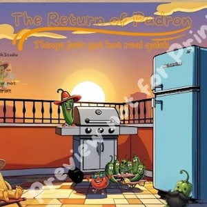 Póster de SnackTalk: El regreso de Padrón (con texto y sin texto) – Decoración divertida para la cocina – A4, tamaño carta, A3, cuadrado – PDF + PNG