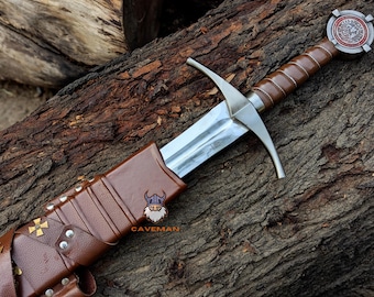 Hand-Forged Templar Knight Sword: High Carbon Steel Crusader Replica