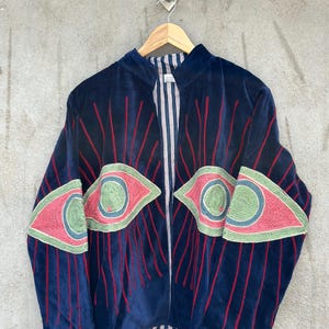 Hand Embroidered Evil Eye Velvet Suzani Jacket Boho Festival Coat Artistic Suzani Outerwear For Women's Statement Blazer Gift For Her image 5