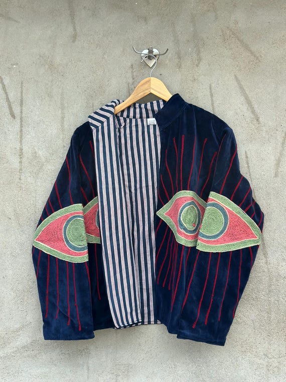 Hand Embroidered Evil Eye Velvet Suzani Jacket Boho Festival Coat Artistic Suzani Outerwear For  Women's Statement Blazer Gift For Her