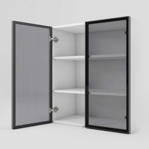Grey Glass Cabinet Doors | Custom Kitchen Cabinet Doors - Fits Existing Cabinets, Paneling or Built-In Niches (Each Door Sold Individually)