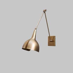 Slim Profile Brass Wall Sconce – Handcrafted 12” Tall Vintage Light Fixture