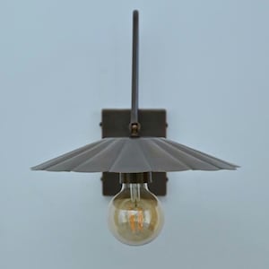 Handcrafted Vintage-Style Brass Wall Sconce with Adjustable Scalloped Shade
