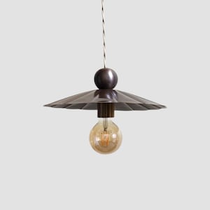 Handmade Brass Pendant Light with Scalloped Shade – Adjustable Height – Vintage-Inspired Ceiling Light