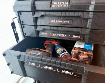 Etiquetas personalizadas para cajones RIDGID Pro Gear 2.0: etiquetas personalizadas para organizar cajas de herramientas