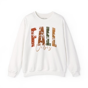 Fall Vibes Sweatshirt: Autumn Colors Distressed Print Crewneck