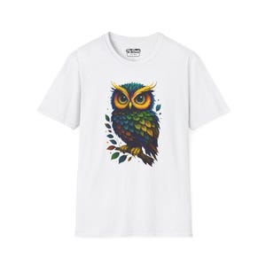 Colorful Owl Graphic Tee - Hand Painted Bird Shirt for Nature Lovers and Boho Wildlife Art Enthusiasts, Forest Animal Tshirt, Vibrant Owl