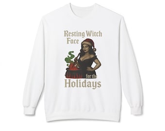 Witchy Holiday Sweatshirt, Resting Witch Face, Vintage Style, Cozy Crewneck, Unisex, Soft Fleece, Gothic Christmas, Sassy Witch